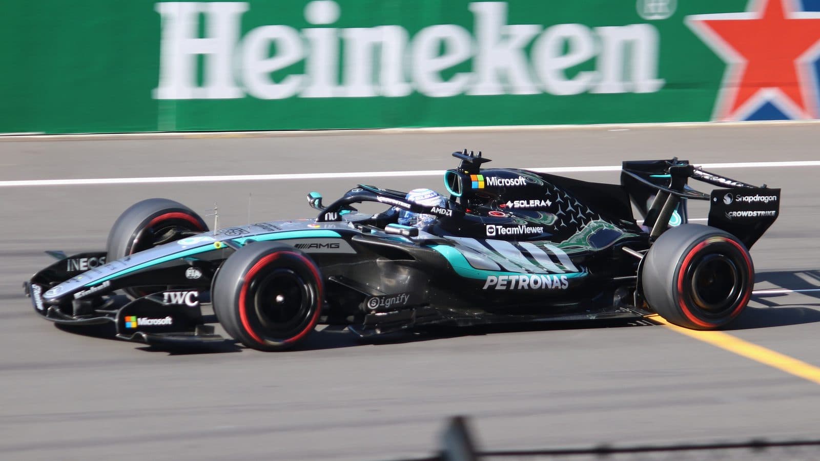 George Russell driving the Mercedes W17 during qualifying at the 2026 Chinese Grand Prix